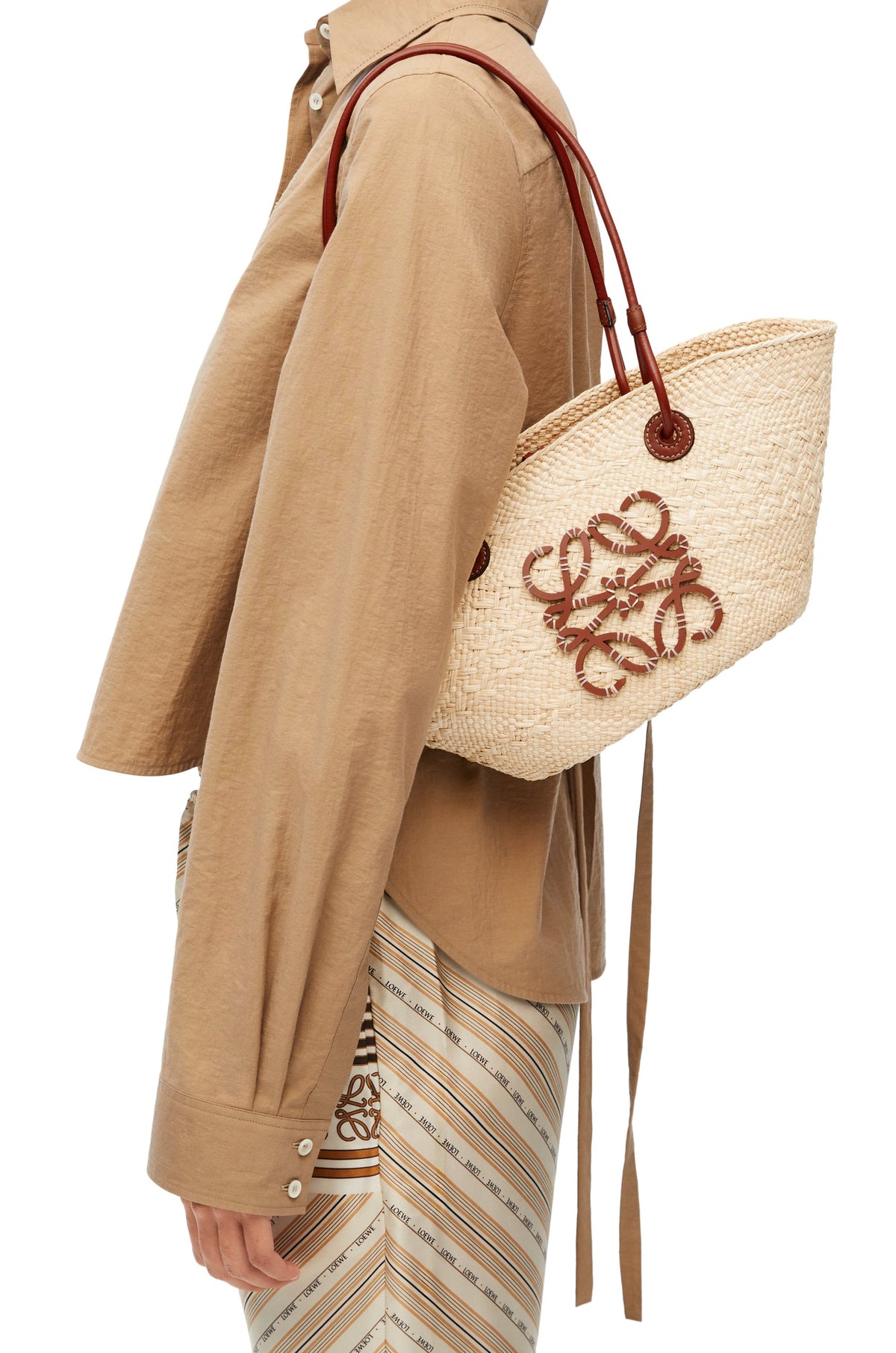 Loewe Anagram Basket bag in iraca palm and calfskin