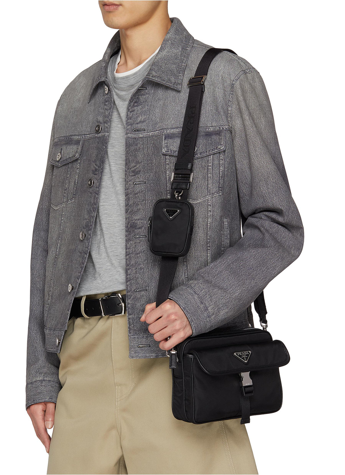 Men's Black Re-Nylon Pouch Crossbody Bag