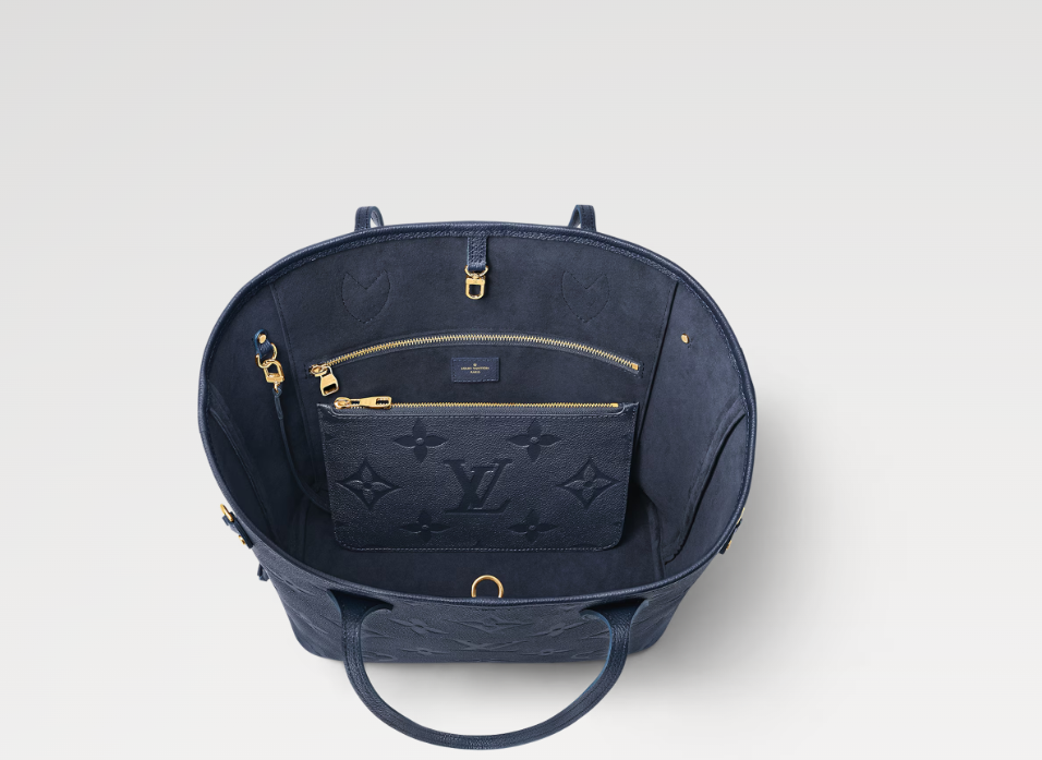 Louis Vuitton Neverfull MM Monogram Empreinte Leather In Navy Blue