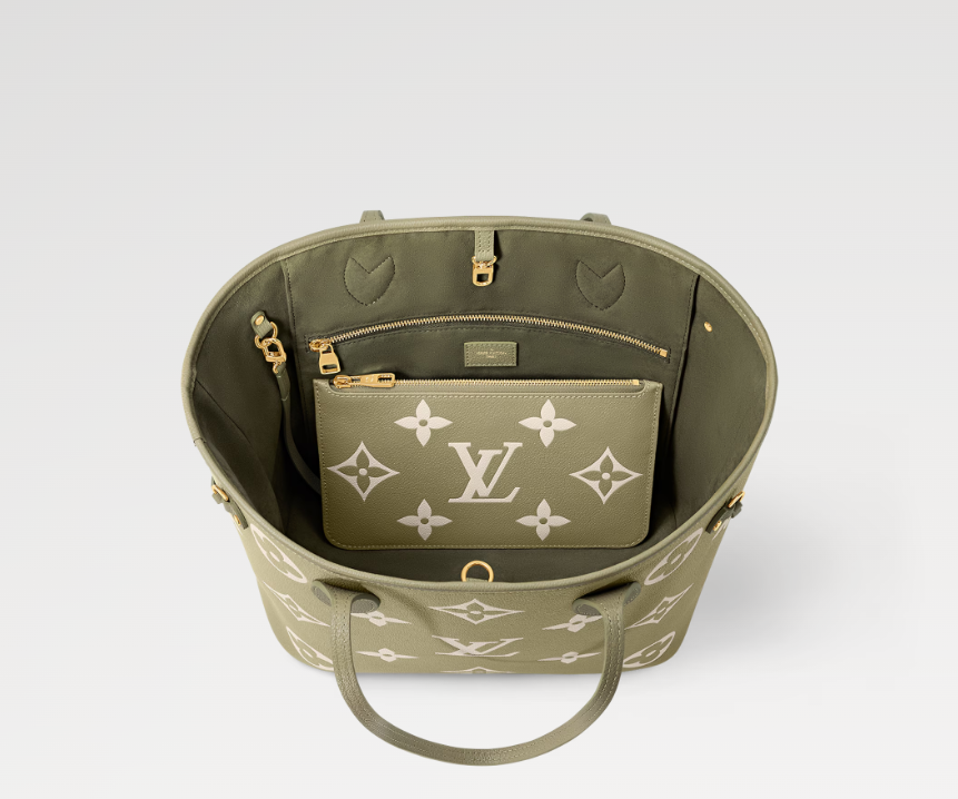 Louis Vuitton Neverfull MM Tote Khaki Cream