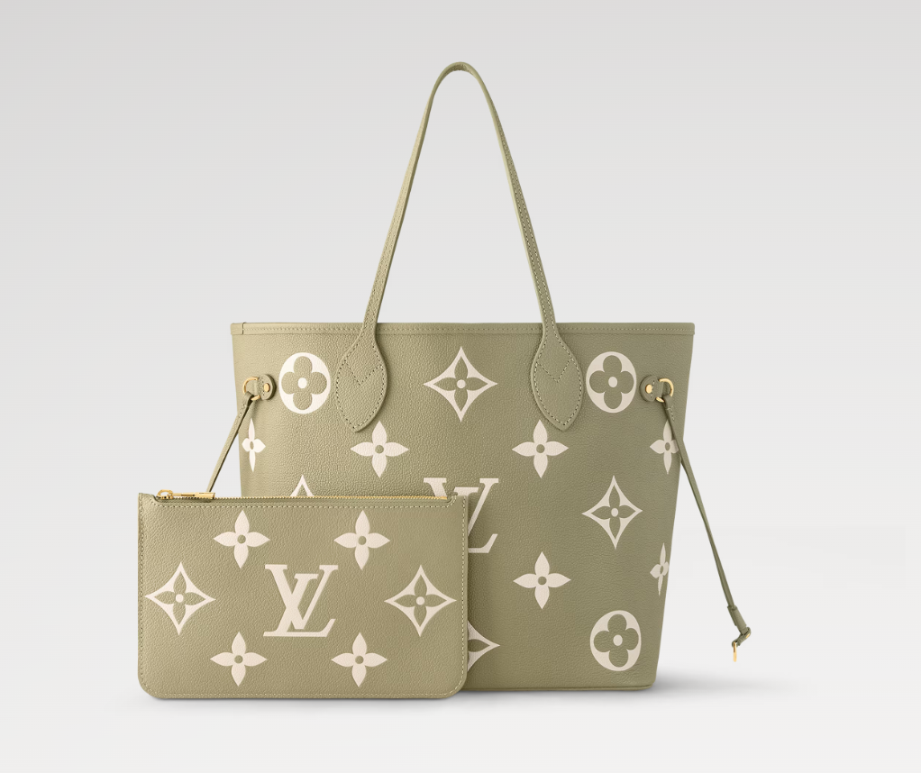 Louis Vuitton Neverfull MM Tote Khaki Cream