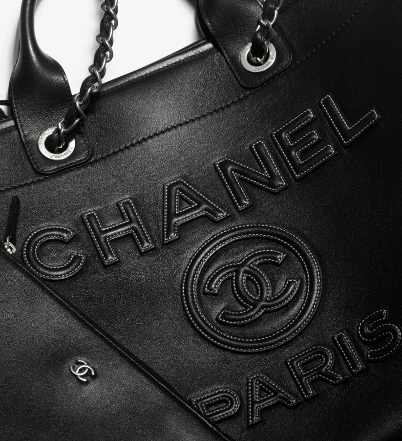 Chanel Tote Bag Calfskin & Silver Metal Black