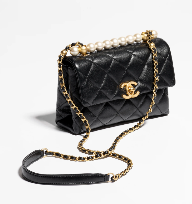 Chanel 24A Pearl Handle Chain Crossbody Bag