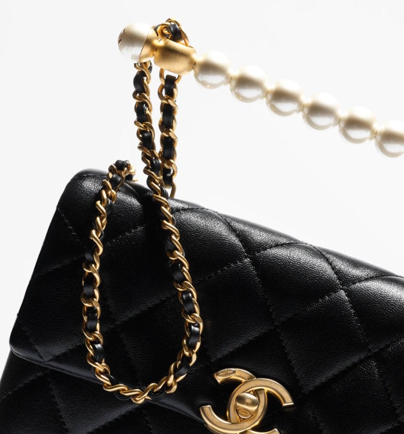 Chanel 24A Pearl Handle Chain Crossbody Bag