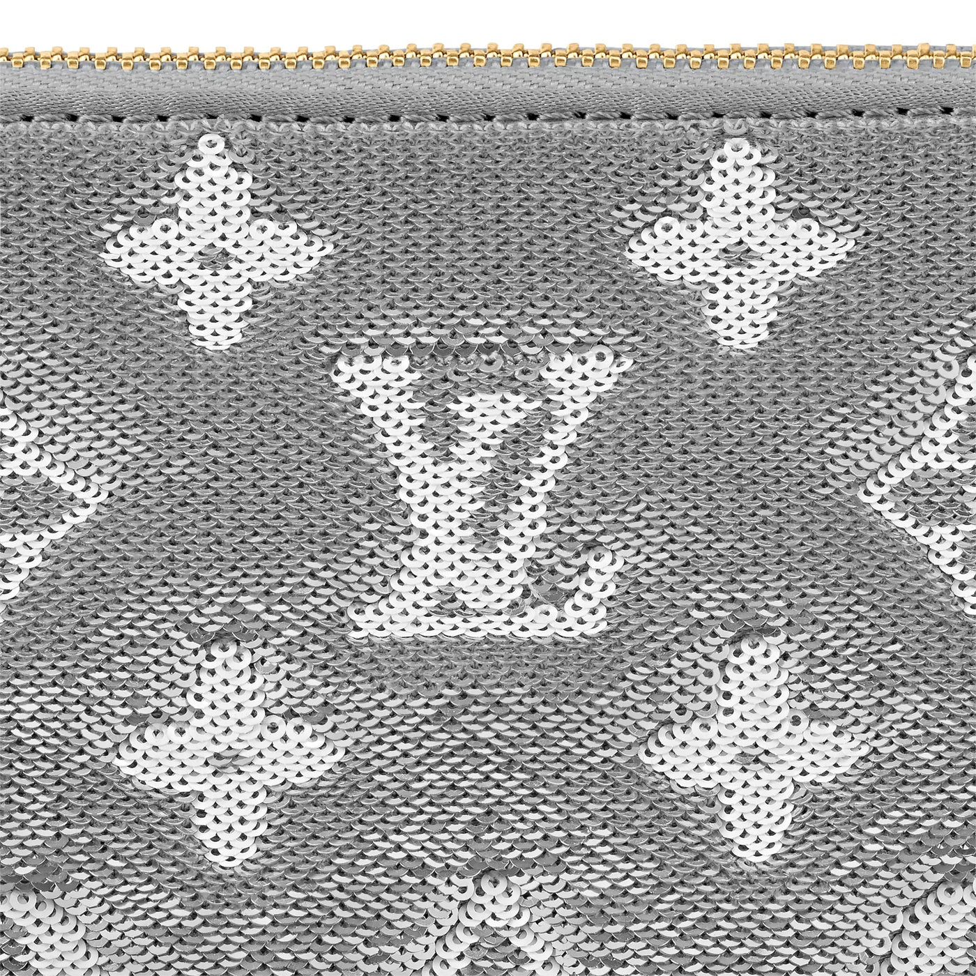 LOUIS VUITTON Satin Sequin Embroidered Monogram Coussin BB Silver 914818