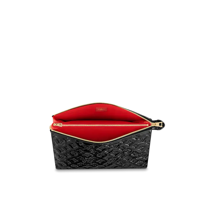 Louis Vuitton Coussin MM Black/Red in Patent Calfskin Leather with